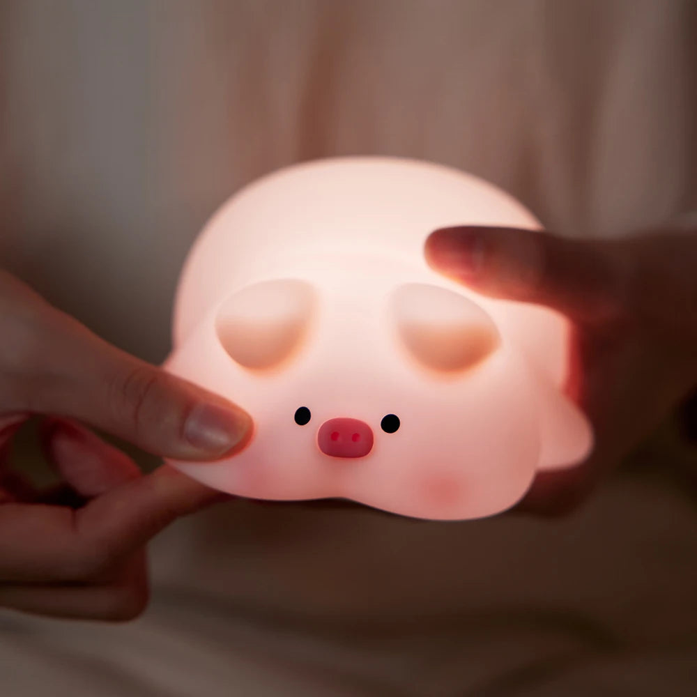 Pink Piggy and Hippo Night Light Cute