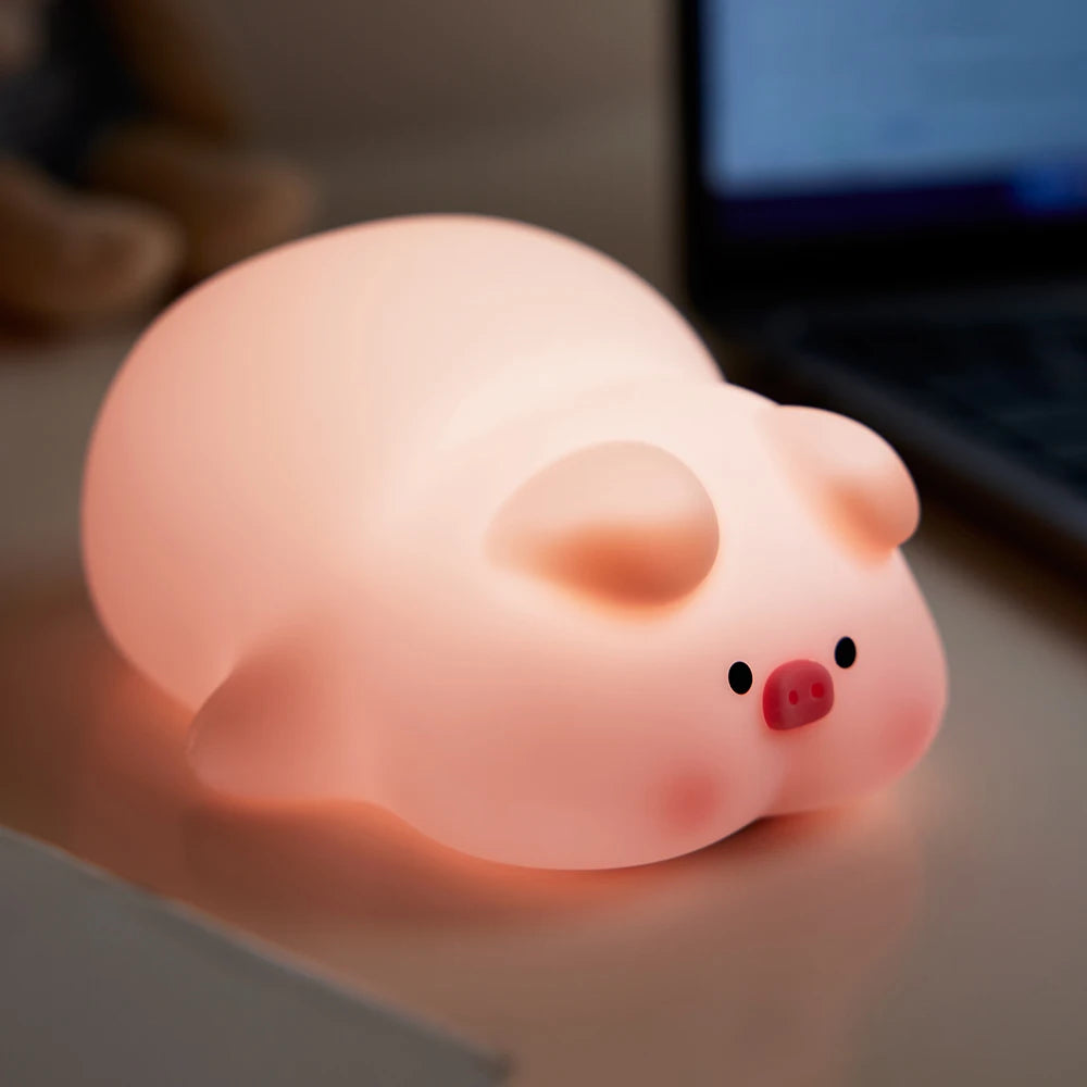 Pink Piggy and Hippo Night Light Cute